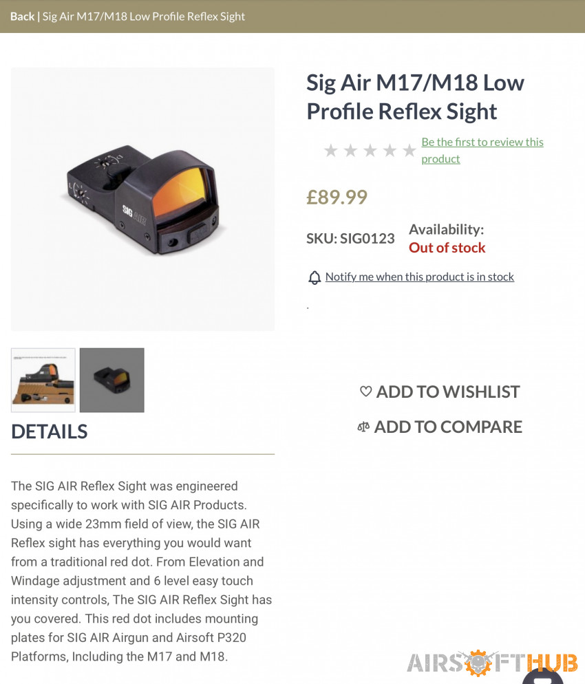 Sig Red Dot Sight - Used airsoft equipment