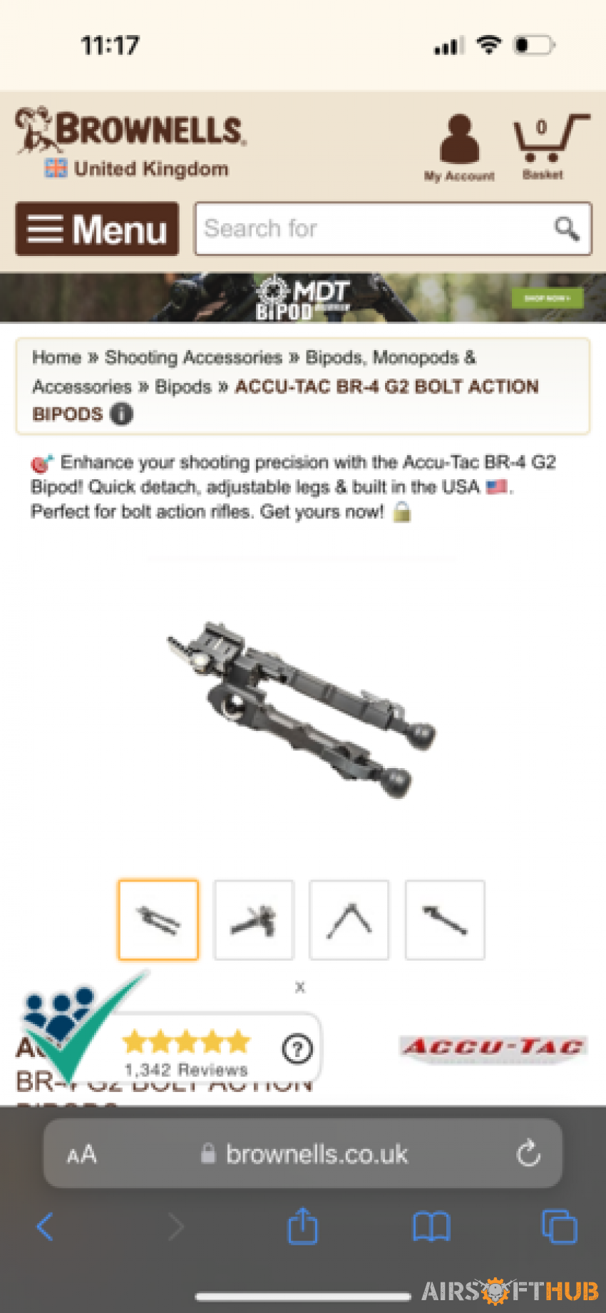 Bipod ACCU-TAC BR-4 G2 - Used airsoft equipment