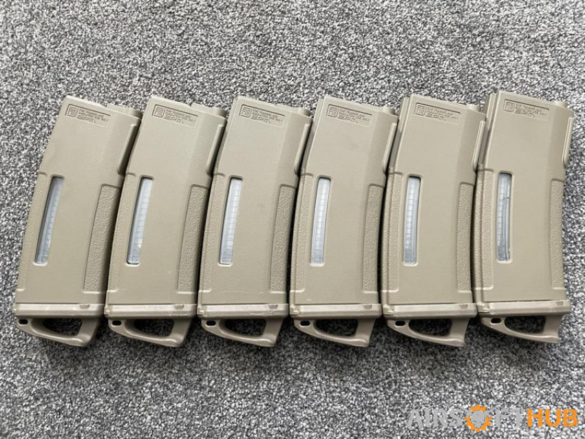 6x Tan PTS EPM Magazines - Used airsoft equipment