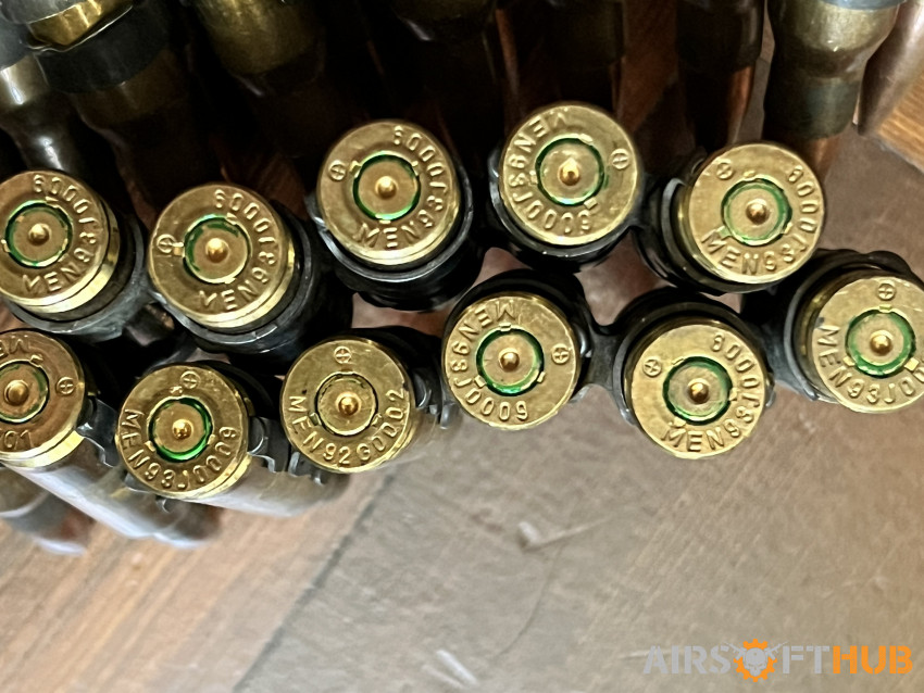 7.62 inert x 100 on belt - Used airsoft equipment