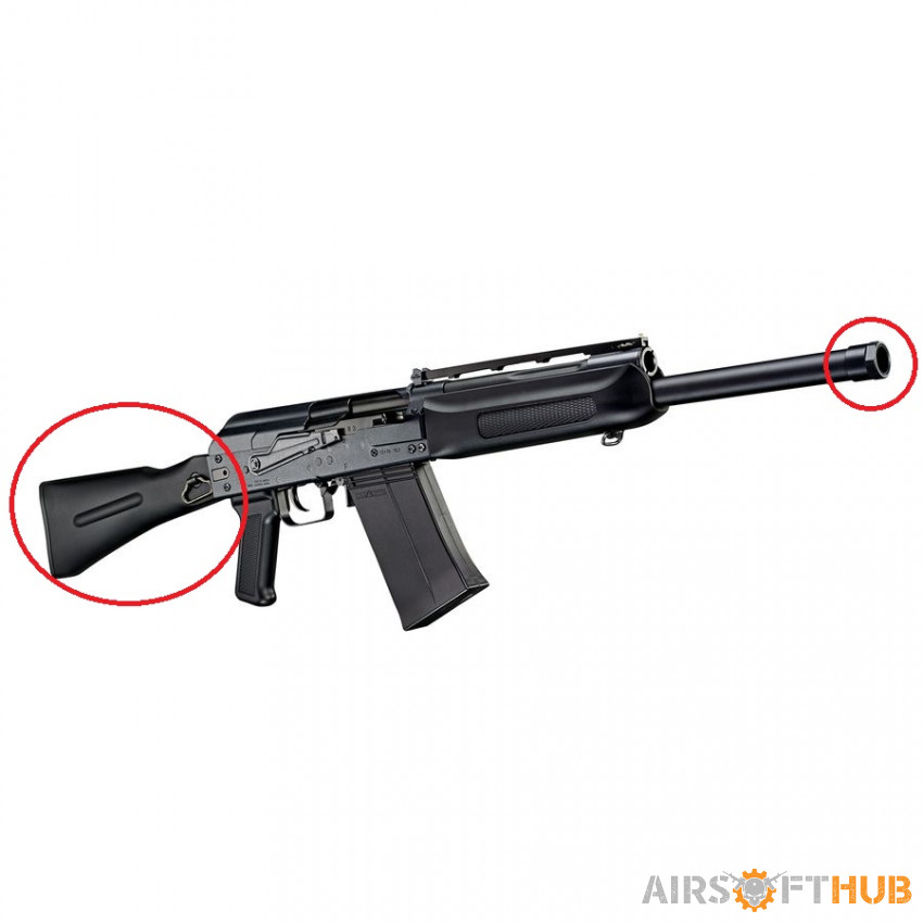 WTB Marui Saiga stock + muzzle - Used airsoft equipment