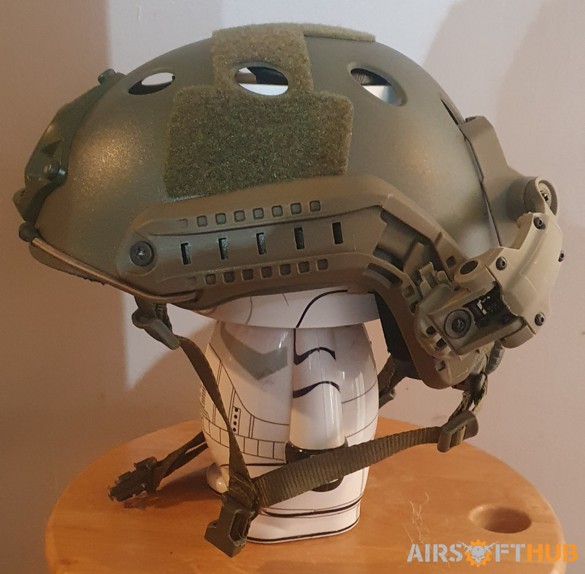 OD PJ fast helmet with Dark Ea - Used airsoft equipment