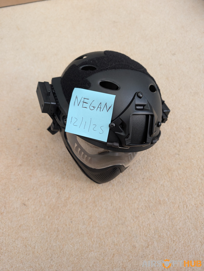 Full face mask and helmet - Used airsoft equipment