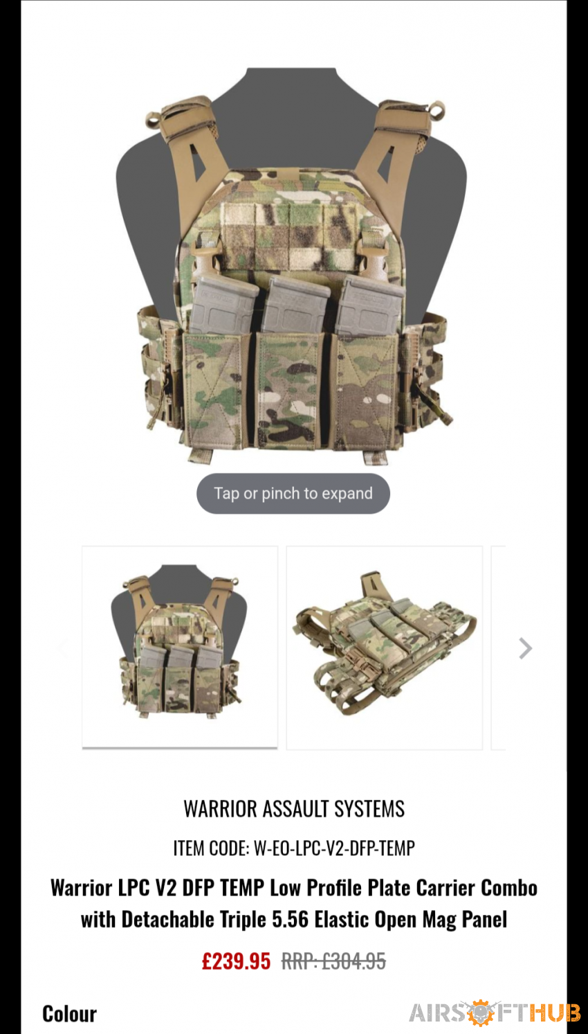 Warrior plate carrier - Used airsoft equipment