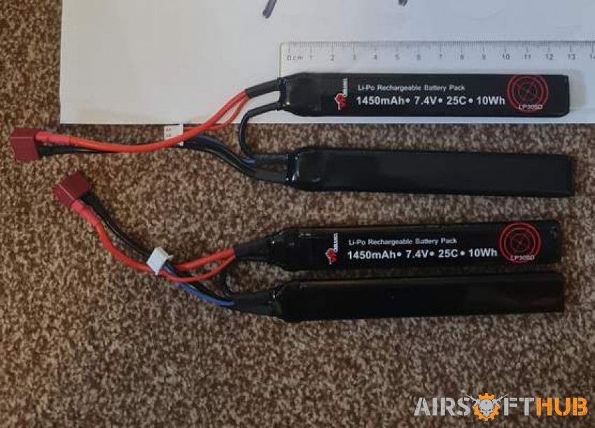 Pair 7.4v 1450mah 25c deans - Used airsoft equipment