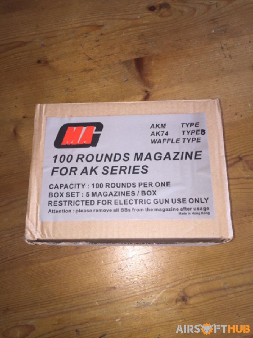 x5 100rnd Mid-Cap mags AK74 - Used airsoft equipment