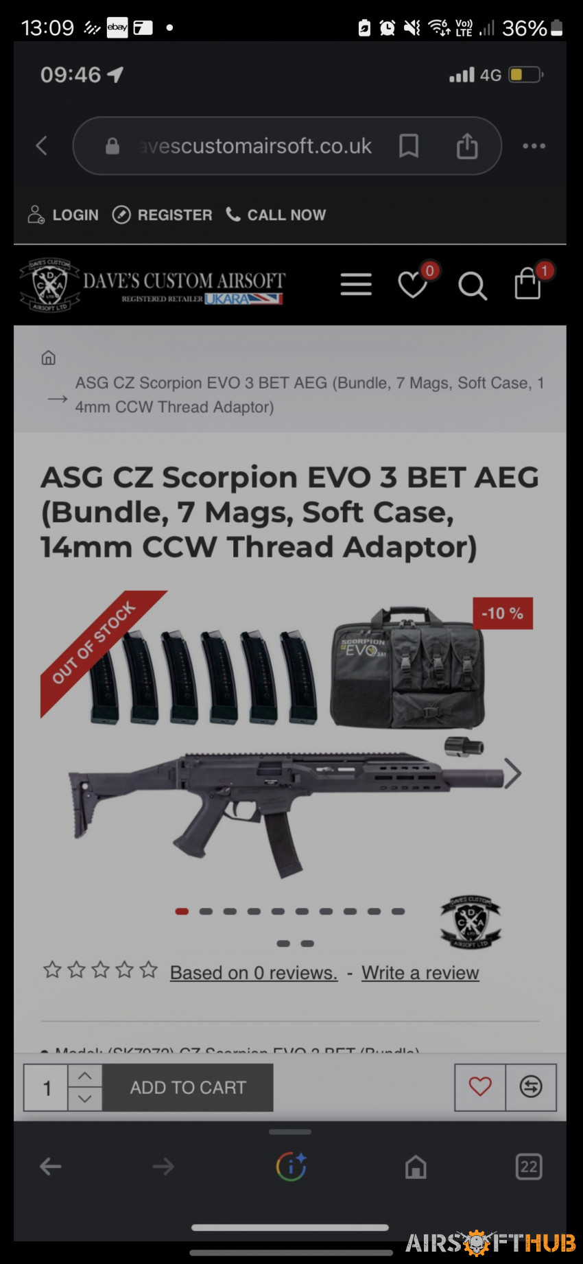 ASG Scorpion Evo Carbine - Used airsoft equipment