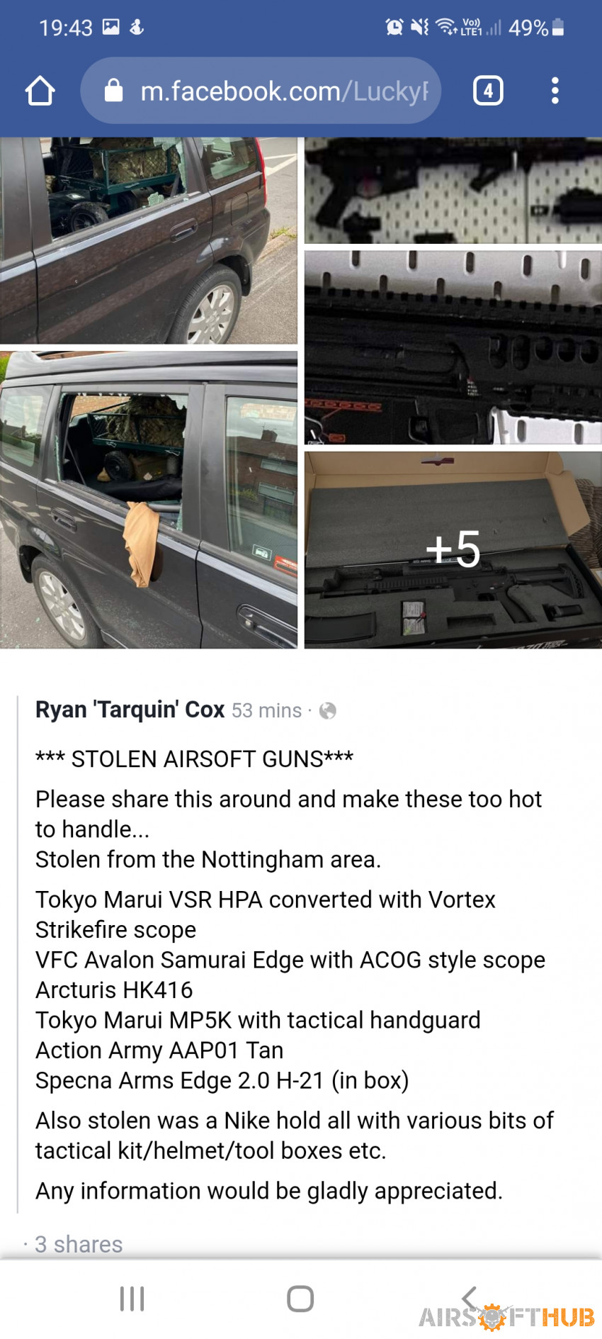 Stolen in Nottingham - Used airsoft equipment