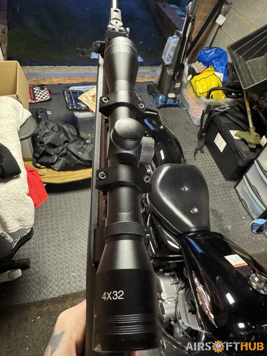 SMK .22 Air Rifle and Scope - Used airsoft equipment