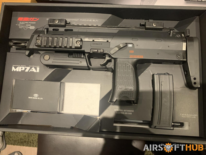 TM MP7A1 AEG with attachments - Used airsoft equipment