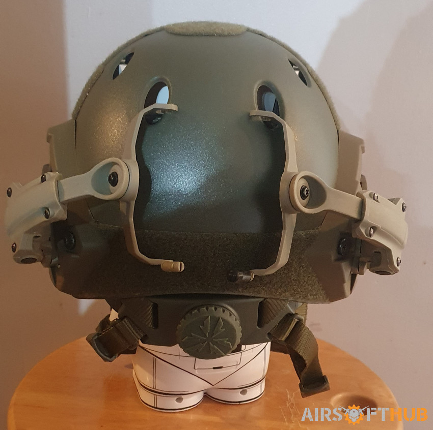 OD PJ fast helmet with Dark Ea - Used airsoft equipment